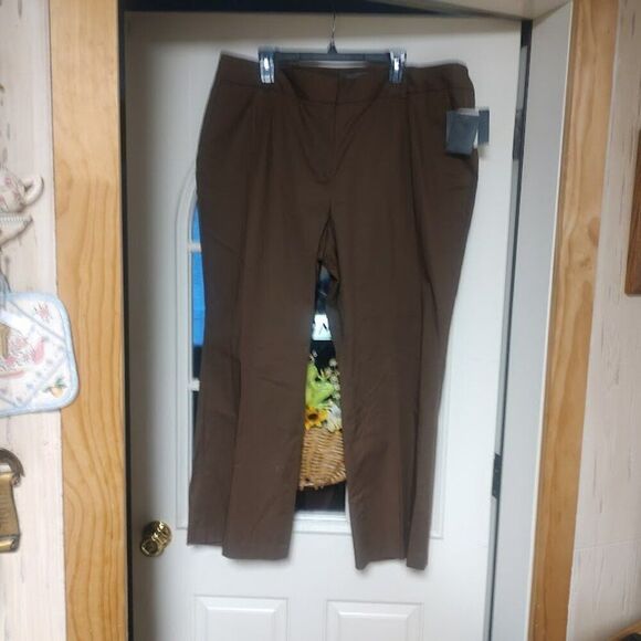 New Liz Claiborne Audra Brown Desert Caravan Bootcut Pants Women's 22 Petite - Picture 1 of 3